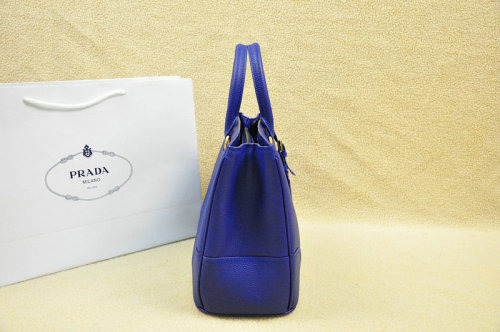 2014 Prada grainy calfskin tote bag BN2533 blue - Click Image to Close